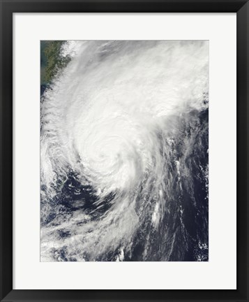 Framed Typhoon Melor approaching Japan Print
