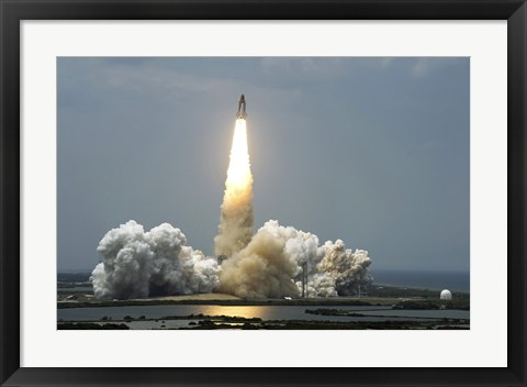 Framed Space Shuttle Atlantis Lifts off into the Sky Print