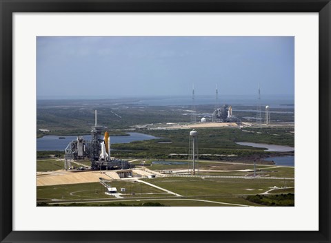 Framed Space Shuttle Atlantis on Launch Pad 39A is Accompanied by Space Shuttle Endeavour on Launch Pad 39B Print