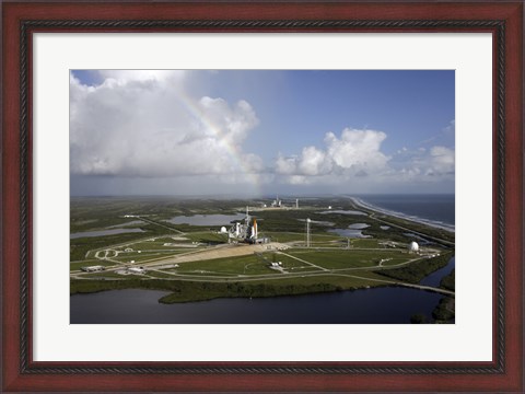Framed Space Shuttle Atlantis and Endeavour Sit on their Launch Pads at Kennedy Space Center Print