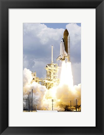 Framed Space Shuttle Atlantis lifts off from its Launch Pad toward Earth Orbit Print