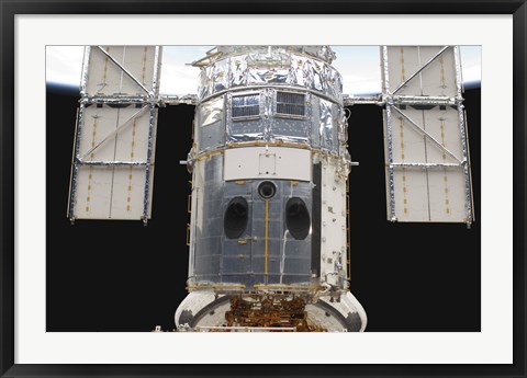 Framed Portion of the Hubble Space Telescope Locked down in the Cargo Bay of Space Shuttle Atlantis Print