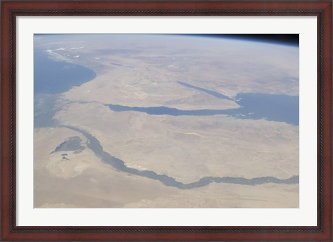 Framed Aerial view of the Egypt and the Sinai Peninsula along with part of the Mediterranean Sea and Red Sea Print
