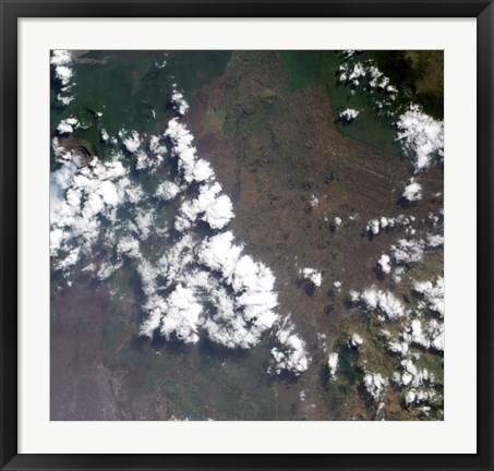 Framed Small Plume Rises from Nyiragongo Volcano in the Democratic Republic of the Congo Print