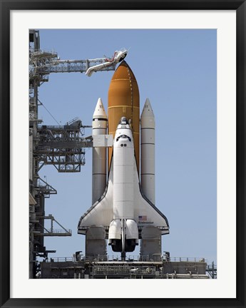 Framed Space Shuttle Endeavour sits ready on the Launch Pad at Kennedy Space Center Print