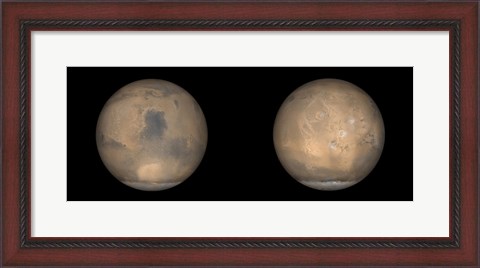 Framed Global Views of Mars in late Northern Summer Print
