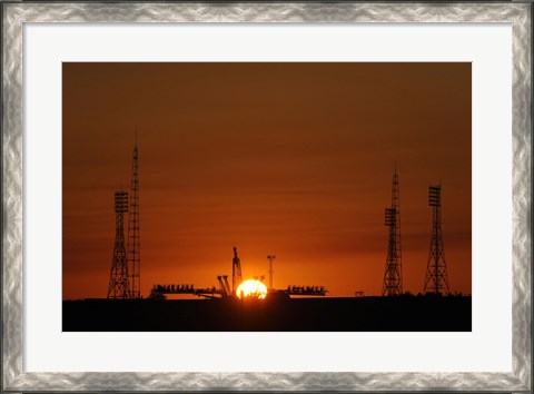 Framed Soyuz Launch Pad at the Baikonur Cosmodrome in Kazakhstan Print