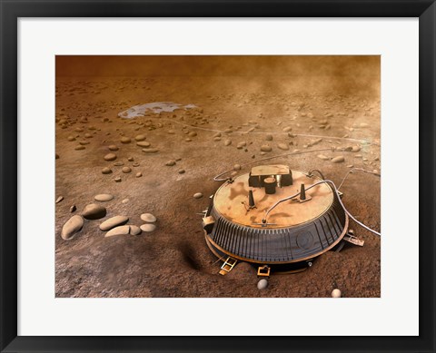 Framed Artist&#39;s Concept of the Area Surrounding the Huygens Landing Site Print