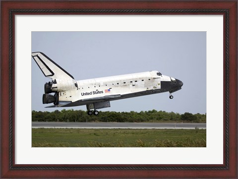 Framed Space Shuttle Discovery Approaches Landing on the Runway at the Kennedy Space Center Print