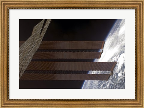 Framed International Space Station&#39;s Solar array Panels and Earth&#39;s Horizon Print
