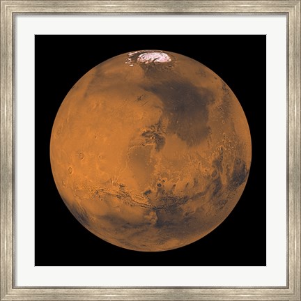 Framed Global Color View of Mars Print