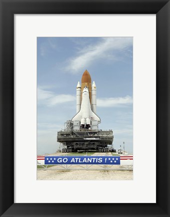 Framed Space Shuttle Atlantis Approaches the Top of Launch Pad 39A at Kennedy Space Center Print