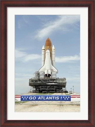 Framed Space Shuttle Atlantis Approaches the Top of Launch Pad 39A at Kennedy Space Center Print