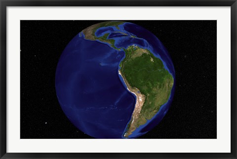 Framed Blue Marble Next Generation Earth Showing South America Print