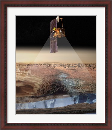 Framed Artist&#39;s View of Odyssey Detecting Ice Print