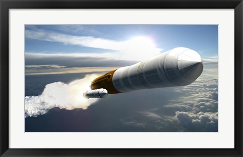 Framed Artist&#39;s Concept of a Cargo Launch Vehicle Blast Off Print