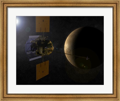 Framed Artist&#39;s Interpretation of the MESSENGER Spacecraft at Mercury Print