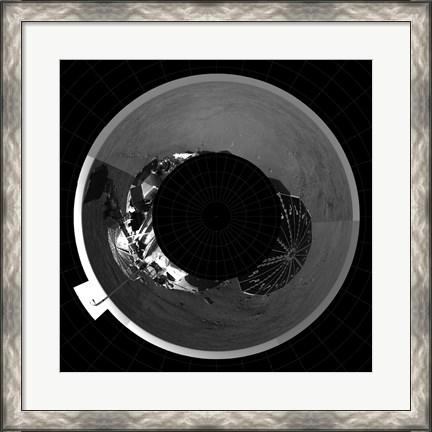 Framed Polar Projection of Mars Print