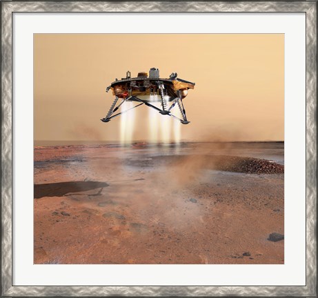Framed Phoenix Mars Lander Arriving on Mars Print
