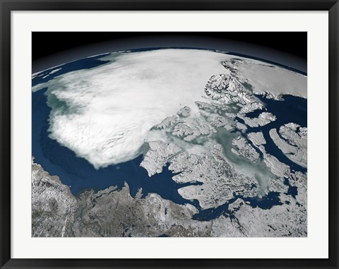 Framed Arctic Sea Ice Above North America Print