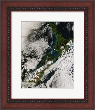 Framed Satellite view of New Zealand Print
