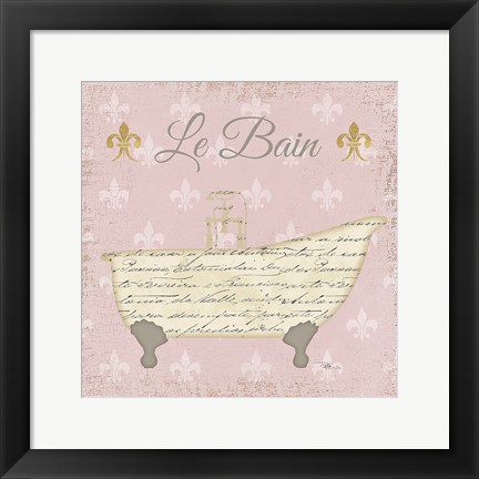 Framed Vintage Bath VI Fleur Pink Print