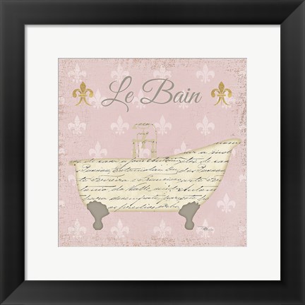 Framed Vintage Bath VI Fleur Pink Print