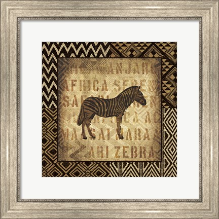 Framed African Wild Zebra Border Print