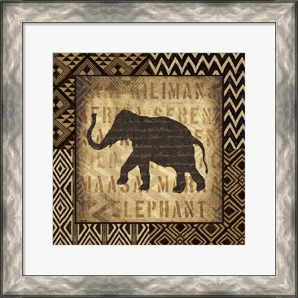 Framed African Wild Elephant Border Print