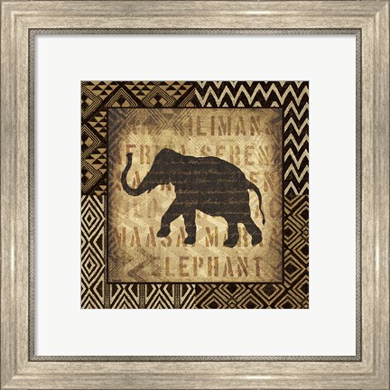 Framed African Wild Elephant Border Print
