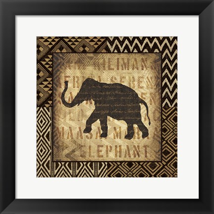 Framed African Wild Elephant Border Print