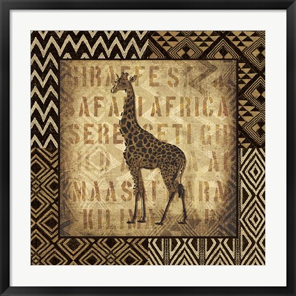 Framed African Wild Giraffe Border Print
