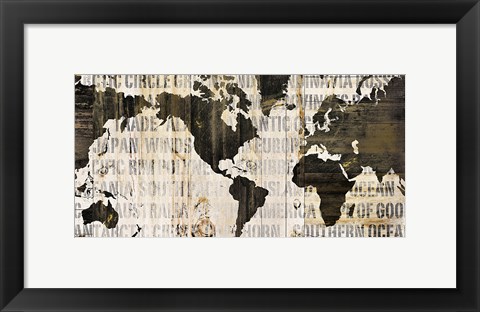 Framed Crate World Map Neutral Print