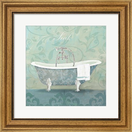 Framed Damask Bath Tub Print
