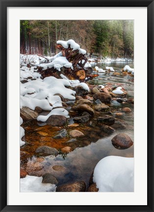 Framed Merced River Rocks, Yosemite, California Print