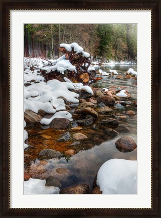 Framed Merced River Rocks, Yosemite, California Print