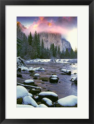 Framed Winter snow, Merced River Print