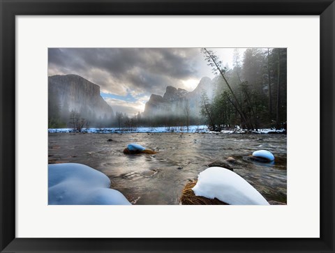 Framed Merced River, El Capitan in background, Yosemite, California Print