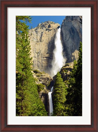 Framed Upper and Lower Yosemite Falls, Merced River, Yosemite NP, California Print
