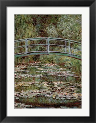 Framed Waterlily Pond, Japanese Bridge Print