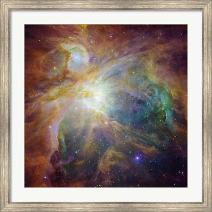 Framed Spitzer and Hubble Create Colorful Masterpiece Print