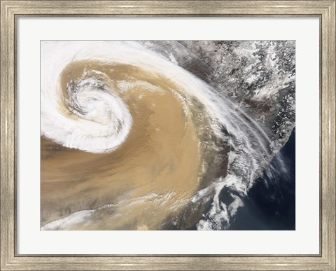 Framed Asian Dust Storm Crosses the Pacific Print