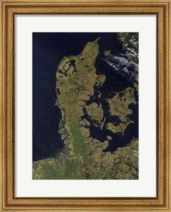 Framed Satellite View of Denmark Print