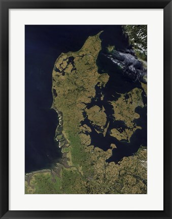 Framed Satellite View of Denmark Print