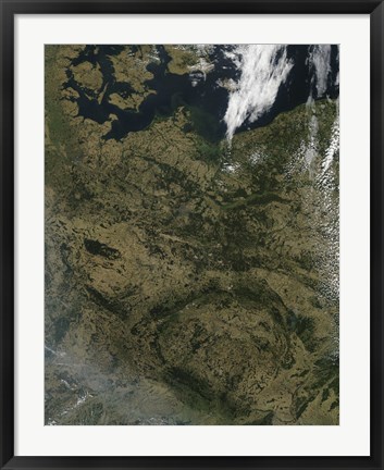 Framed Satellite view of North Central Europe Print