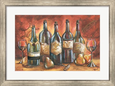 Framed Red and Gold Wine Landscape Print