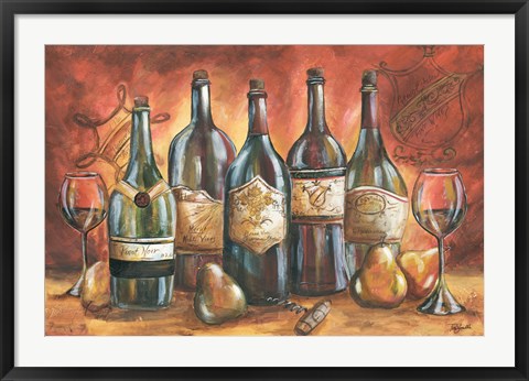 Framed Red and Gold Wine Landscape Print