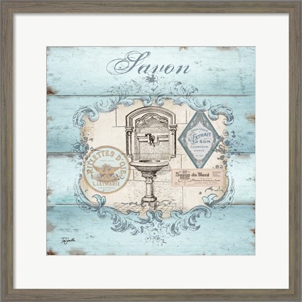 Framed Rustic French Bath I Print