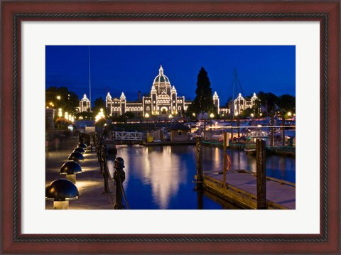 Framed Canada, British Columbia, Victoria, Inner Harbor at Dusk Print