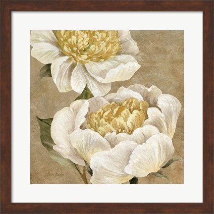 Framed Up Close Cream Peony Print